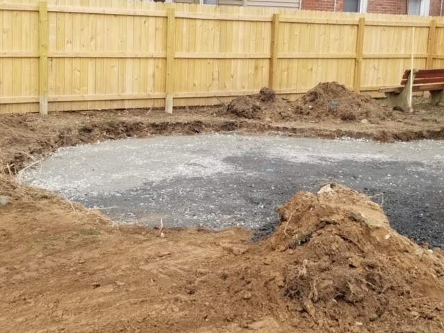 Pre build out of the patio area.